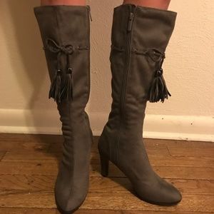 Women's Impo Stretchy Faux Suede Taupe Knee High